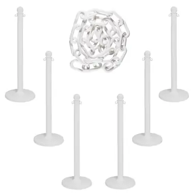 Mr. Chain 71101-6 Medium Duty 2.5" Stanchion (6 Pack) White