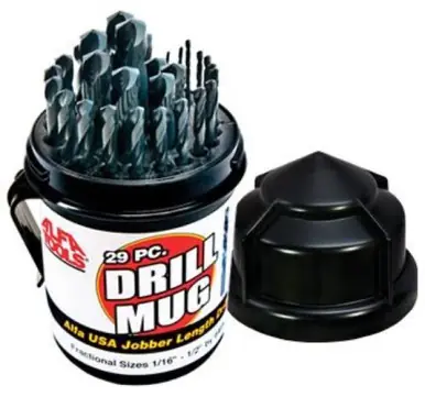 ALFA S150190DM - 29pc Us Split Point Black Drill Mug Set