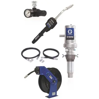 GRACO 24K777 - LD Series 3 1 Deluxe Tank Mount Oil Pump w/ SD Series 1/2" x 50 ft. Hose Reel Package