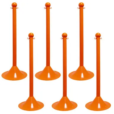 Mr. Chain 91512-6 Light Duty 2" Stanchion (6 Pack) Safety Orange