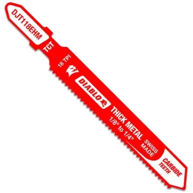 DIABLO DJT118EHM - 3-1/4" 18 TPI Carbide T-Shank Jig Saw Blade for Thick Metal