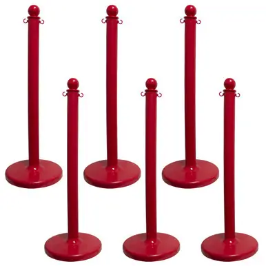 Mr. Chain 96405-6 Medium Duty 2.5" Stanchion (6 Pack) Red