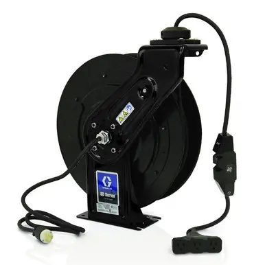 GRACO 24Y882 - SD10 120V Cord Reel - Single Receptacle - 95 ft, 12/3, 18A, Black