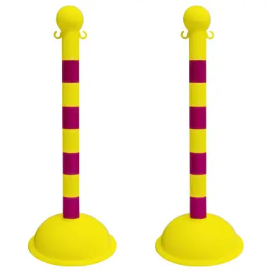 Mr. Chain 99930-2 Heavy Duty 3" Striped Stanchion (2 Pack) Yellow/Magenta
