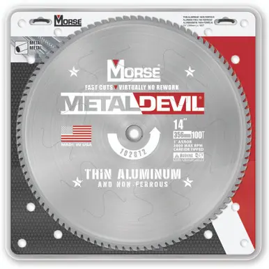 MK Morse CSM14100FTNFC - 14" 100T Metal Devil Non-Ferrous Saw Blade, 1" Arbor