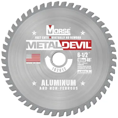 MK Morse CSM6504820FNFC - 6-1/2" 48T Metal Devil Non-Ferrous Saw Blade, 5/8" Arbor