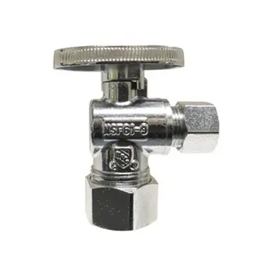 Midland Industries 746446 - 90° Angle Supply Stop, 1/2 x 3/8" Nominal, FIP x Compression, Brass Body