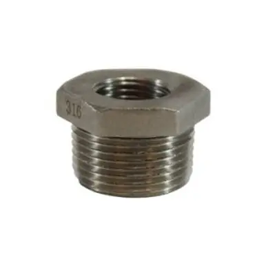 Midland Industries 63505 - Hex Bushing, 1/2" MPT x 3/8" FPT, Stainless Steel, 150 lb