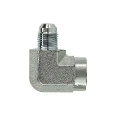 Midland Industries 250244 - 90° Straight Elbow, 1/4" 37° JIC Flared x 1/4" FPT, Steel