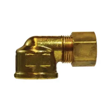 Midland Industries 26254 - Elbow w/ 26003 Captive Sleeve Nut, 1/4" Compression x 1/4" FIP, Brass