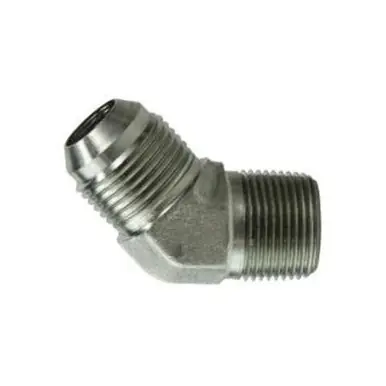 Midland Industries 2503128 - 45° Elbow, 3/4" 37° JIC Flared x 1/2" MPT, Steel