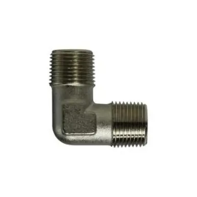 Midland Industries 28906 - 90° Elbow, 1/4" Male BSPT x 1/4" Male BSPT, Brass, Nickel-Plated