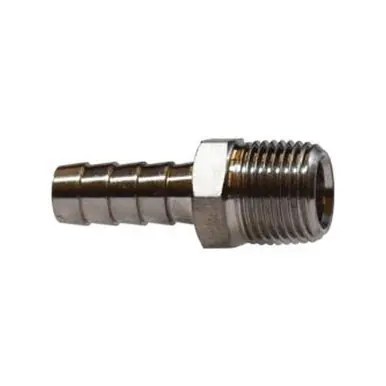 Midland Industries 32009SS - Straight Adapter, 5/16" Hose Barbed x 1/4" MIP, Stainless Steel