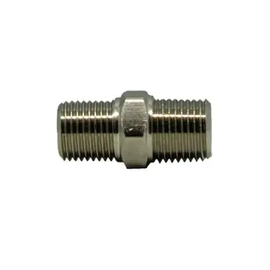 Midland Industries 28815 - Hex Nipple, 1/8" BSPT x 1/8" MIP, Brass, Nickel-Plated