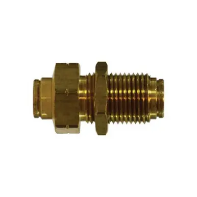 Midland Industries 20125 - Bulkhead Union, 5/32" Push-In x 5/32" Push-In, Brass
