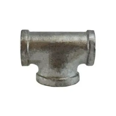 Midland Industries 64280 - Bullhead Tee, 1/2" FPT x 1/2" FPT x 3/4" FPT, Iron, Galvanized, 150 lb