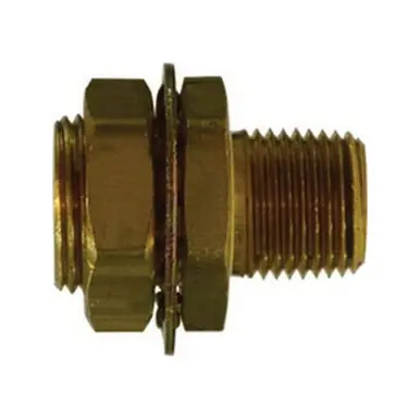 Midland Industries 129A-391FC4 -Champion Brass Bulkhead Connector, 3/8" FPT x 1/2" MPT, Brass