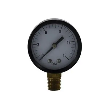 Midland Industries 80001 - Pneumatic Pressure Gauge, 2" Dial, 0 to 15 psi Measuring Range, 1/4"