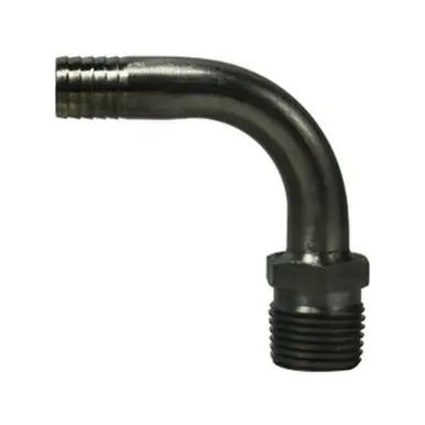 Midland Industries 34610 - 90° Elbow, 1/4" Barbed x 1/8" MIP, Stainless Steel
