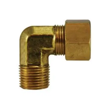 Midland Industries 27236 - 90° Elbow w/ 27006 Sleeve, 1/2" Compression x 1/4" MIP, Brass