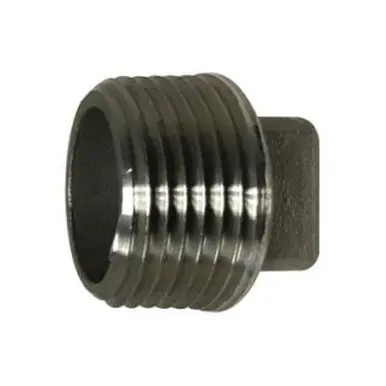 Midland Industries 62658 - Cored Square Head Plug, 2" MPT, Stainless Steel, 150 lb