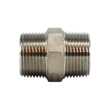 Midland Industries 63723 - Hex Nipple, 1/2" MPT x 1/2" MPT, Stainless Steel