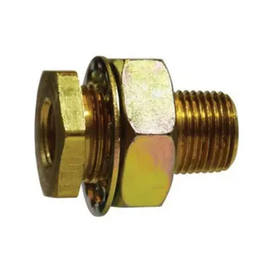 Midland Industries 28346 - Bulkhead Connector, 3/8" NPT(F)F x 1/2" NPT(M)F, Brass