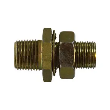 Midland Industries 28324 - Bulkhead Connector, 1/2" NPT(F)F x 3/8" NPT(M)F, Brass