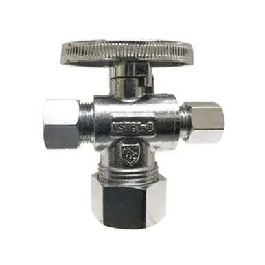 Midland Industries 746440 - 3-Way Supply Stop, 5/8 x 3/8 x 3/8" Nominal, Brass Body, Chrome-Plated