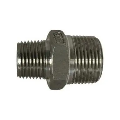 Midland Industries 62749 - Reducing Hex Nipple, 3/4" MPT x 1/2" MPT, Stainless Steel