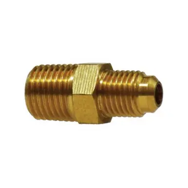 Midland Industries 10256WC - Ball Check Connector, 1/4" Male SAE 45° Flared x 1/4" NPT(M)F, Brass