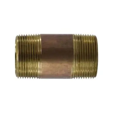 Midland Industries 42129 - Nipple, 1-1/4" MPT x 1-1/4" MPT, 6" Brass