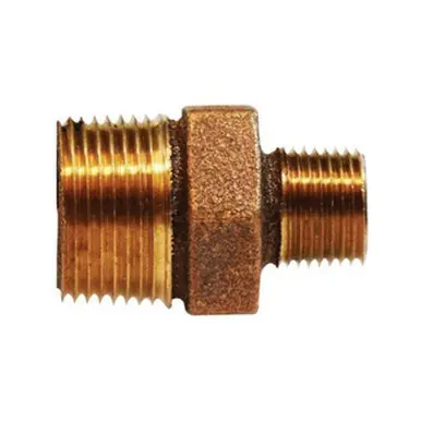Midland Industries 44742 - Reducing Hex Nipple, 1/2" MPT x 3/8" MPT, Bronze