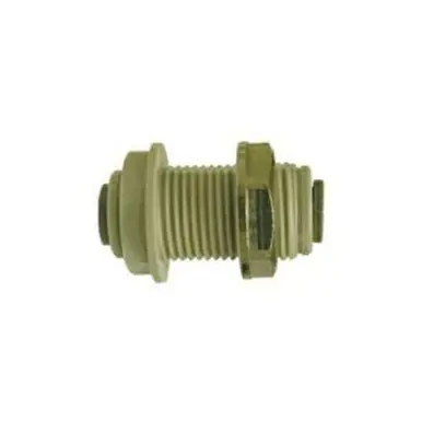 Midland Industries 20127P - Bulkhead Union, 1/4" Push" Tube x 1/4" Push" Tube, Plastic