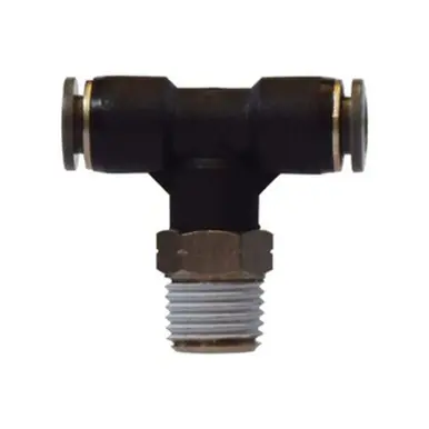 Midland Industries 20121C - Swivel Male Branch Tee, 1/4" Push-In x 1/4" Push-In x 3/8" NPT(M),