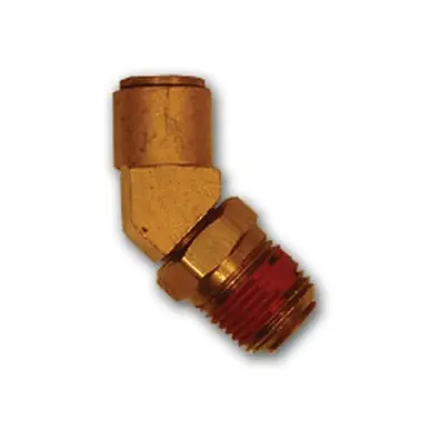 Midland Industries 20139 - 45° Elbow, 1/4" Push-In x 1/8" MIP Swivel, Brass