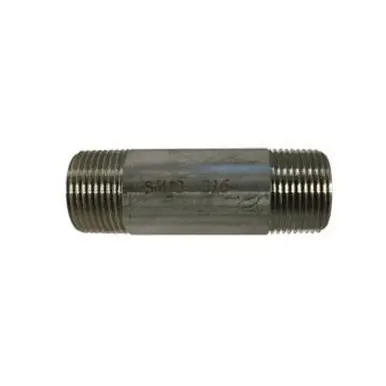 Midland Industries 48093 - Welded Pipe Nipple, 3/4" MPT x 3/4" MPT, 9" L, Stainless Steel, SCH 40