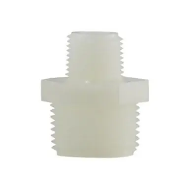 Midland Industries 28621W - Reducing Hex Nipple, 3/8" MPT x 1/8" MPT, Nylon, White