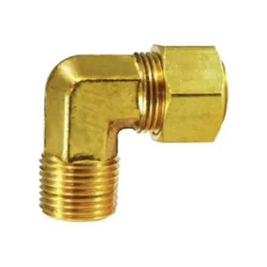 Midland Industries 26220 - 90° Elbow w/ 26001 Sleeve Nut, 1/8" Compression x 1/8" MIP, Brass