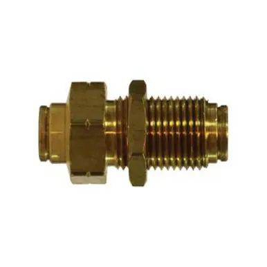 Midland Industries 20129 - Bulkhead Union, 1/2" Push-In x 1/2" Push-In, Brass