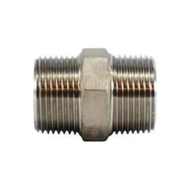 Midland Industries 63722 - Hex Nipple, 3/8" MPT x 3/8" MPT, Stainless Steel