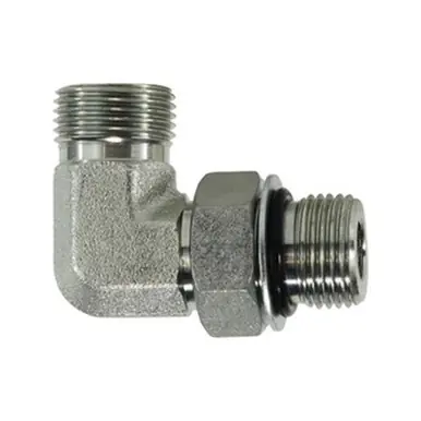 Midland Industries FS68011212 - 90° Elbow, 1-3/16" Male ORFS x 1-1/16" Male ORB, Steel