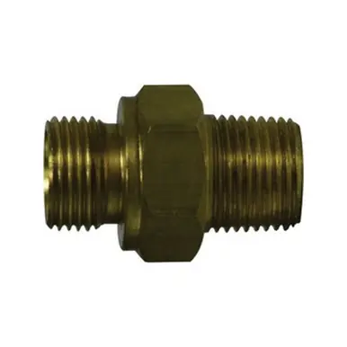 Midland Industries 28976 - Hex Nipple, 1/4" Male BSPP x 1/4" NPT(M), Brass