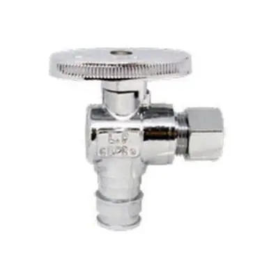 Midland Industries 746435 - 90° Angle Supply Stop, 1/2 x 3/8" Nominal, PEX x Compression, Brass Body