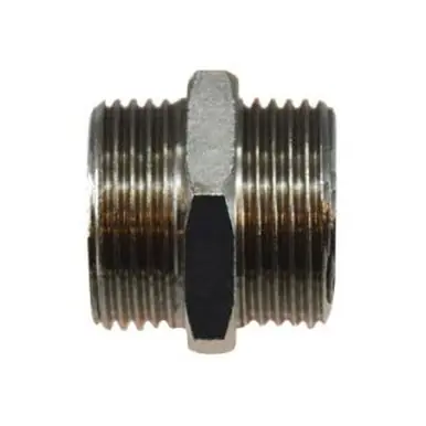 Midland Industries 28800 - Hex Nipple, 1/8" Male BSP x 1/8" Male BSP, Brass, Nickel-Plated