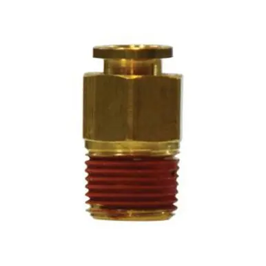 Midland Industries 20053 - Straight Connector w/ Gasket, 1/4" Push-In x 10 MIP, Brass