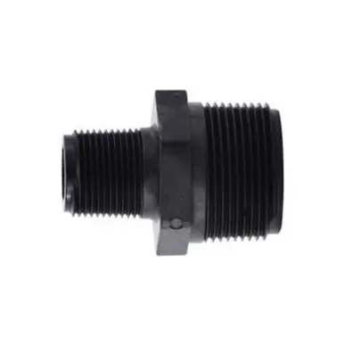 Midland Industries 28626P - Reducing Hex Nipple, 1" MPT x 1/2" MPT, Polypropylene, Black