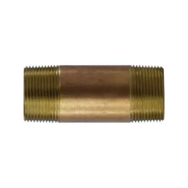 Midland Industries 40129 - Seamless Pipe Nipple, 1-1/4" MPT x 1-1/4" MPT, 6" Brass