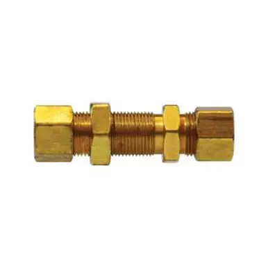 Midland Industries 18088 - Bulkhead Union, 1/4" Compression x 1/4" Compression, Brass