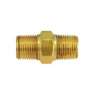 Midland Industries 28819 - Hex Nipple, 3/4" BSPT x 3/4" MIP, Brass, Nickel-Plated